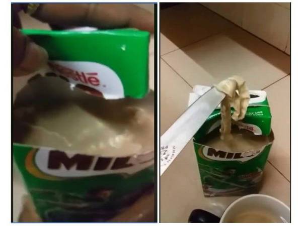 Suspected pig's intestine in MILO drinks from a viral video